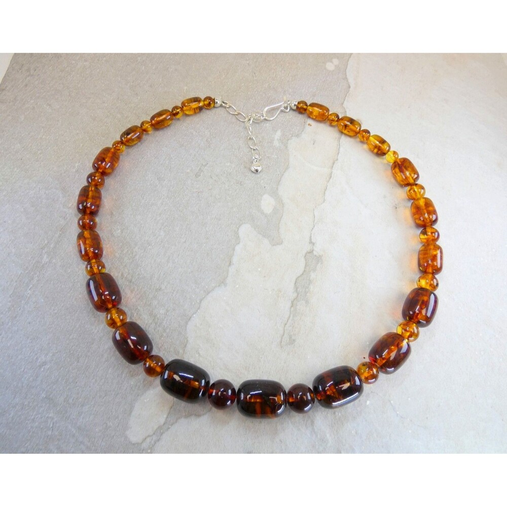 Jay King Baltic Amber Sterling Silver Graduated Beaded Necklace 18"